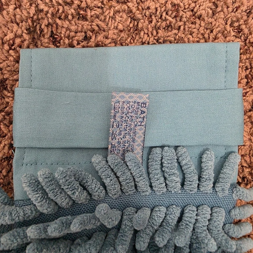 Norwex Chenille Hand Towel Hanging Teal Microfiber BacLock Blue New